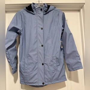 NWT Hunter Light Blue Kids Hooded Fleece Lined Raincoat Unisex Size 10/12